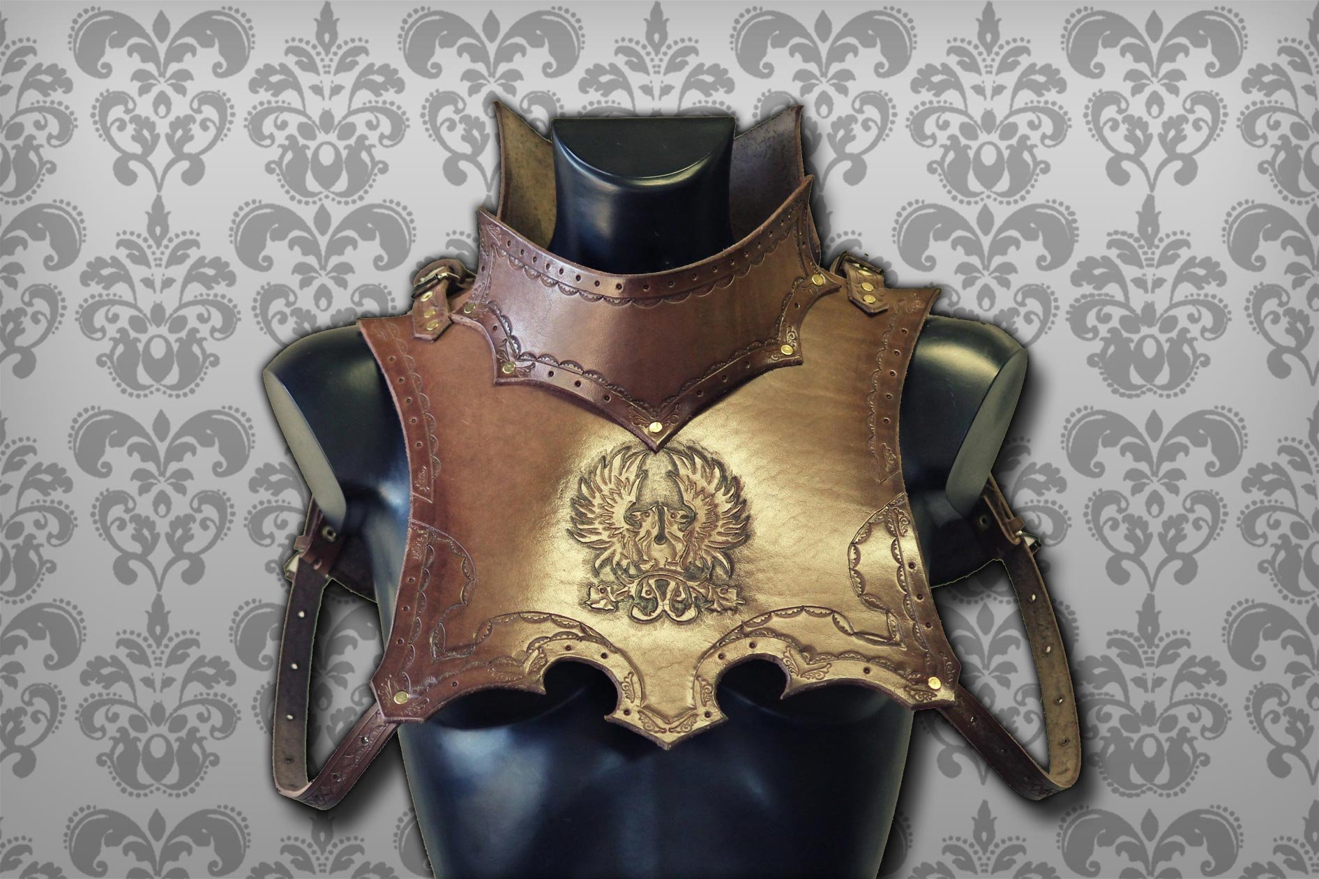 حية الصعب مخطئ  Leather Gorget - ProgettoSteam - Fantasy and Medieval Accessories