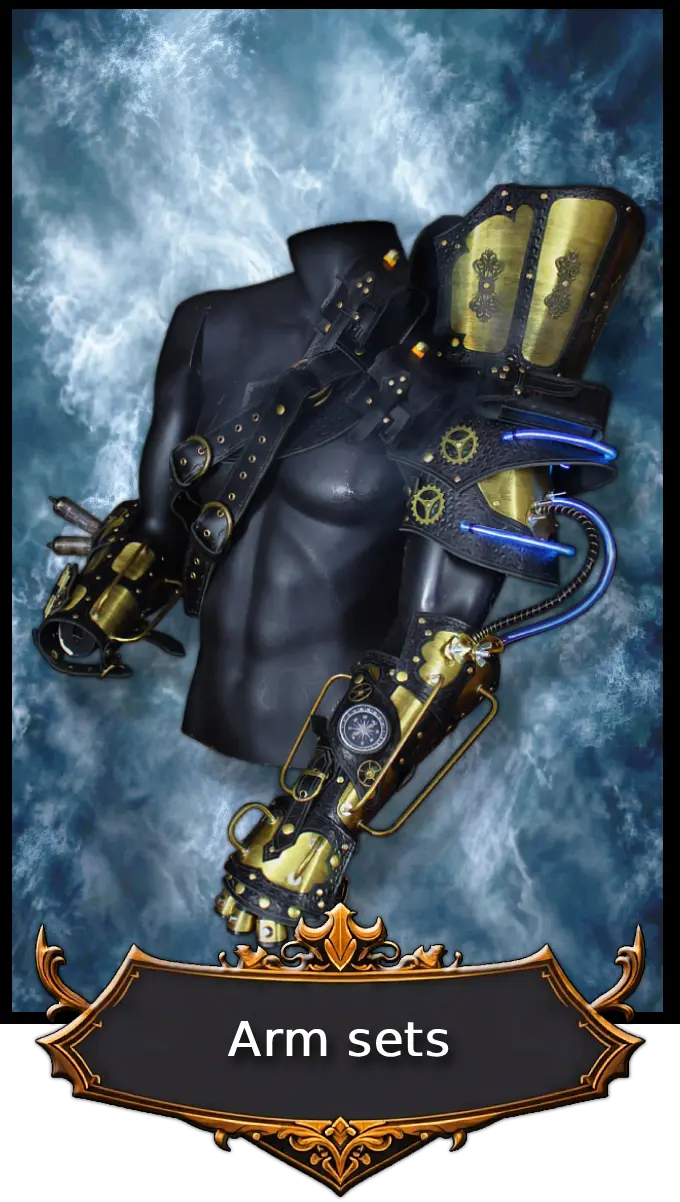 Handmade Steampunk arm set in brass and leather