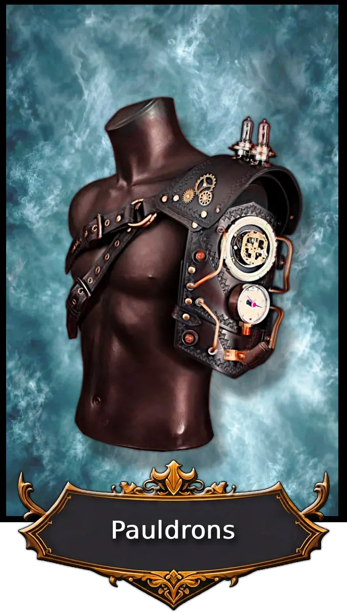 Handmade Steampunk pauldrons in brass and leather