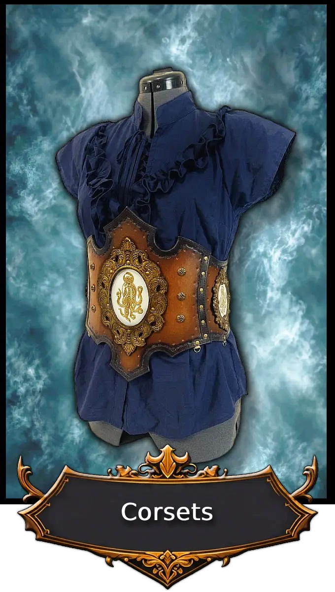 Handmade Steampunk corset in brass and leather