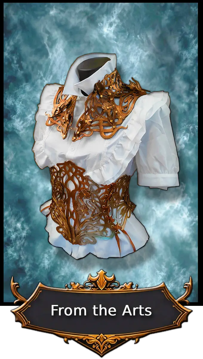 Handmade Steampunk artistic armor in brass and leather
